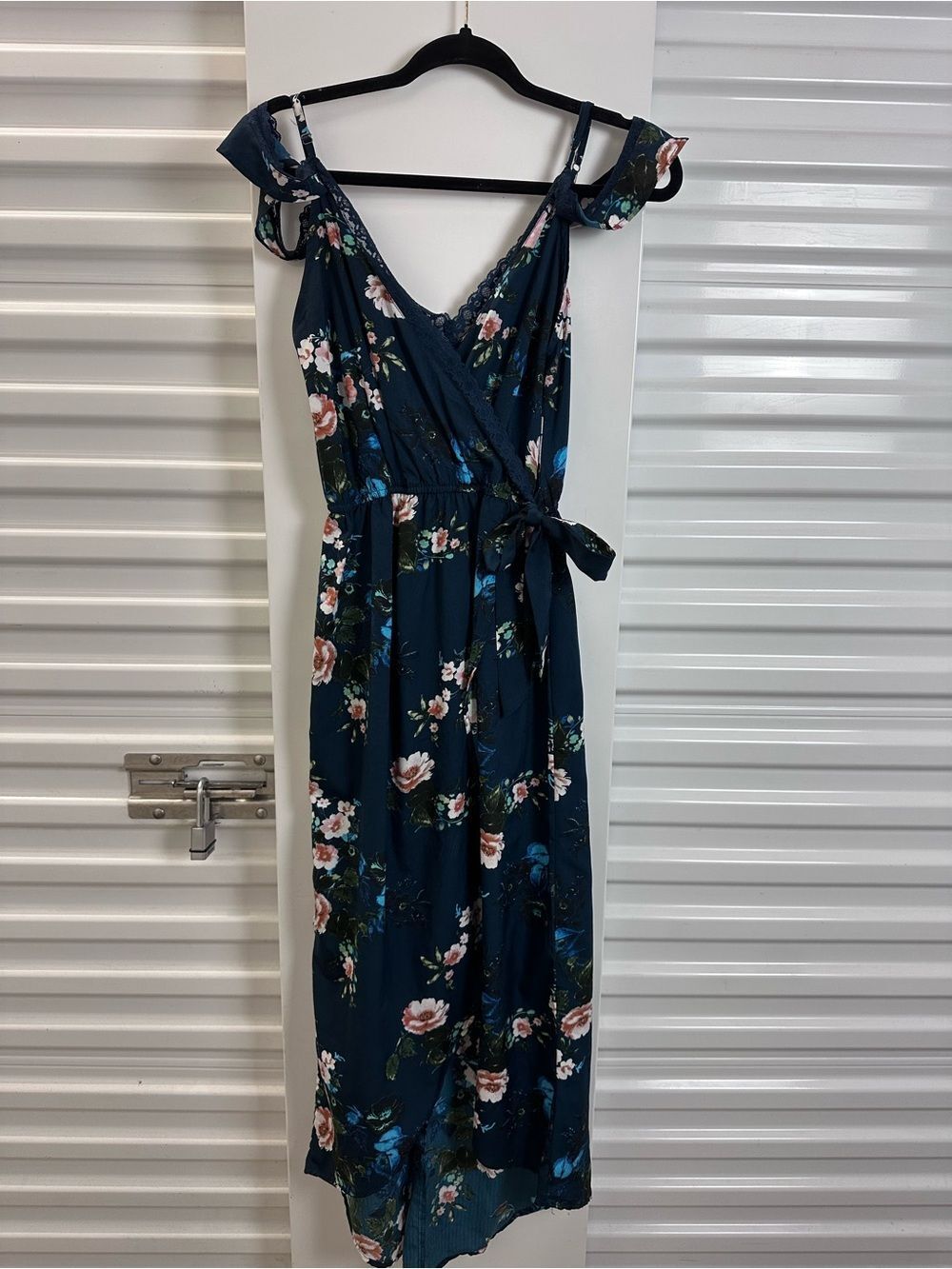 Japna Floral Navy Wrap Midi Dress